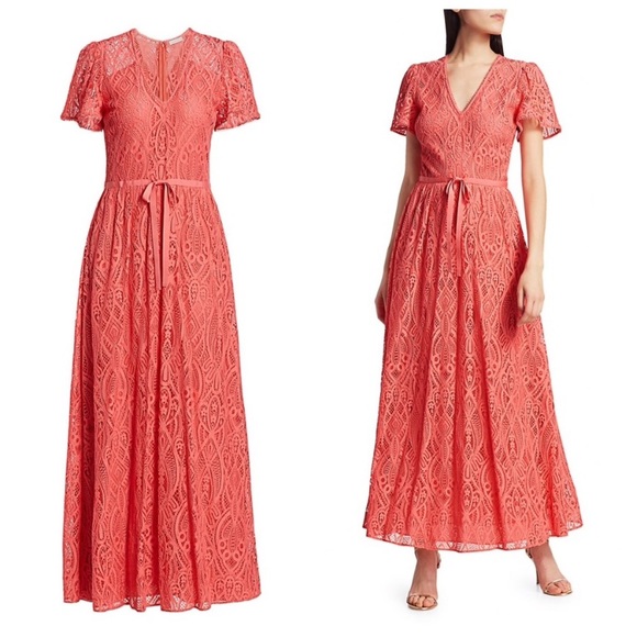 Monique Lhuillier Dresses & Skirts - ML MONIQUE LHUILLIER Laser Lace Dress Coral